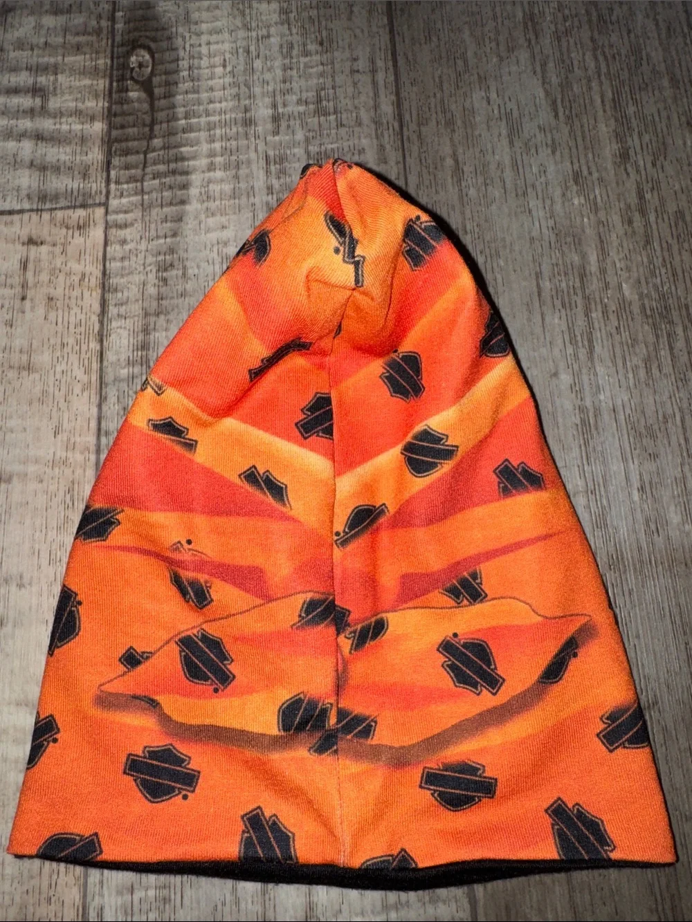 HARLEY DAVIDSON Orange Beanie Hat with Sunglasses Print-OS